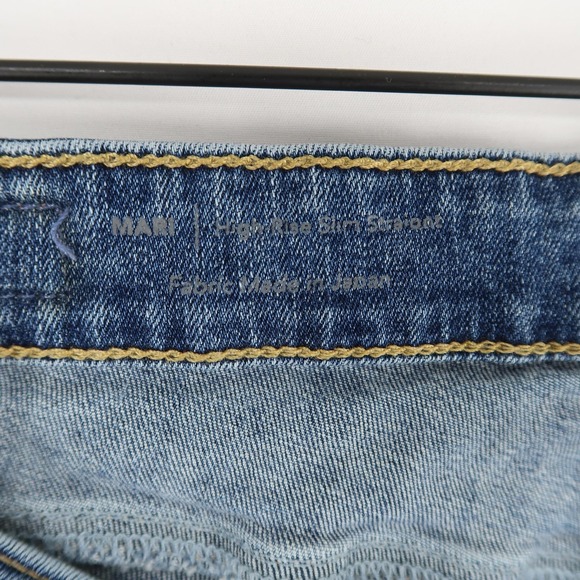 AG Mari Jeans Womens 31 Blue High Rise Slim Straight Fray Hem Denim Japan Fabric - Picture 8 of 9